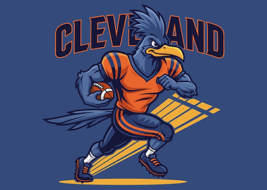 Cleveland Football Bird Mascot Cartoon