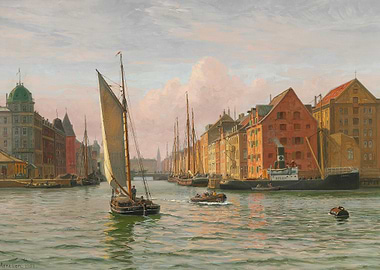 Copenhagen Canal Scene Painting