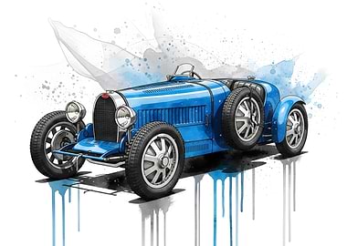 Bugatti Type 35 Watercolor Illustration