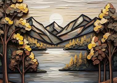 Mountain Lake Landscape Painting