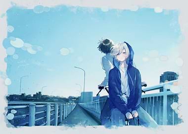 Anime boys on a bridge