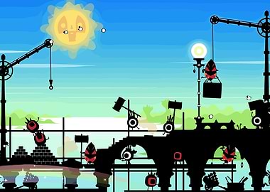 Whimsical Construction Scene with Game Characters