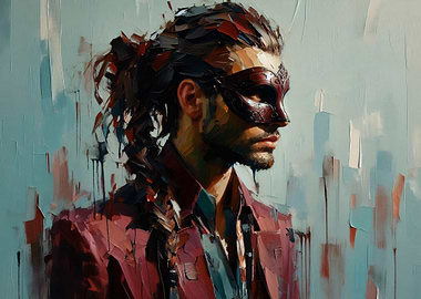 Masked Man Portrait Painting