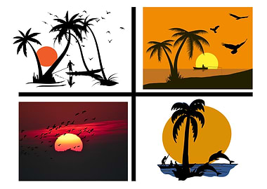 Tropical Sunset Collage