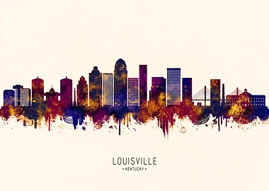 Louisville Kentucky Skyline Watercolor Art
