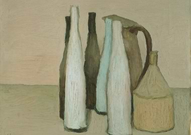 Still Life with Bottles and Pitcher, giorgio morandi paintings
