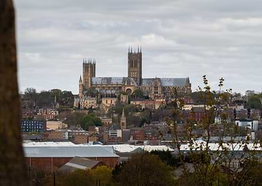 Lincoln Cathedral cityscape on cloudy day