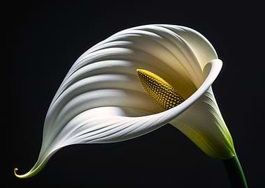 Elegant White Calla Lily on Black