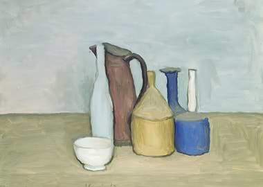 Still Life with Pitchers and Bowl, giorgio morandi paintings
