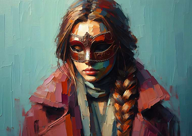 Masked Woman Portrait Painting