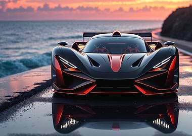 Sleek Black and Red Sports Car