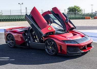 Red Ferrari F80 with Open Doors