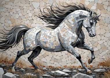 Mosaic Horse Galloping