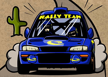 Cartoon Rally Team Car Illustration