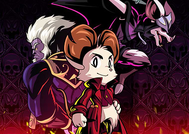 Cartoon Characters with Skull Background