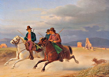 Horseback Riders in a Landscape Painting