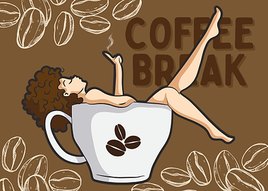 Coffee Break Cartoon Illustration