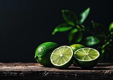 Fresh Limes on Wooden Surface