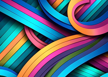 Interwoven Rainbow Paper Strips — 3D Layered Abstract Weave