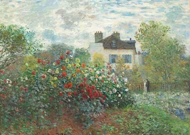 Impressionist Garden with House Painting by claude monet