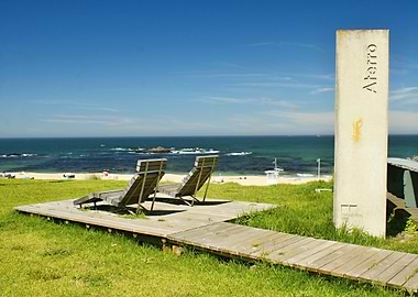Beach view with lounge chairs - Northern Portugal
