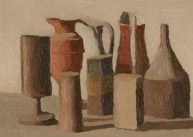 Still Life with Pitcher and Bottles, giorgio morandi paintings​