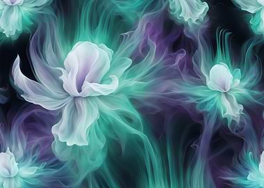 Halloween Floral Abstract Teal Purple