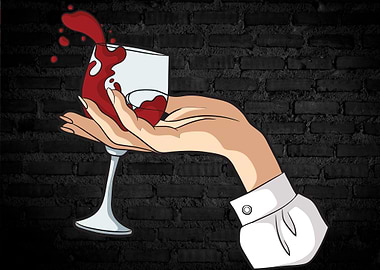 Wine glass in hand illustration