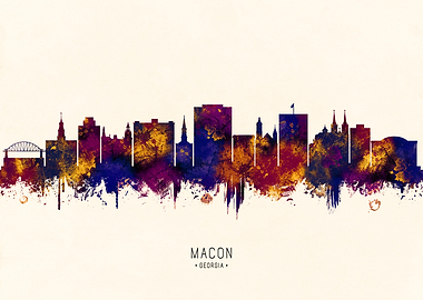 Macon, Georgia Skyline Watercolor