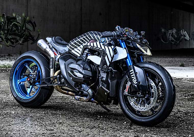 Custom BMW R1300 Motorcycle with Blue Wheels