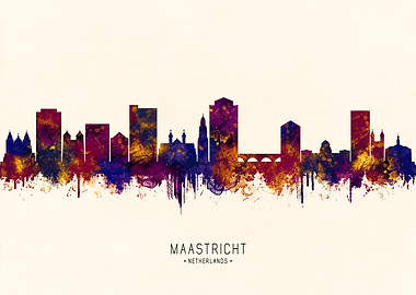Maastricht Netherlands Skyline Watercolor Art