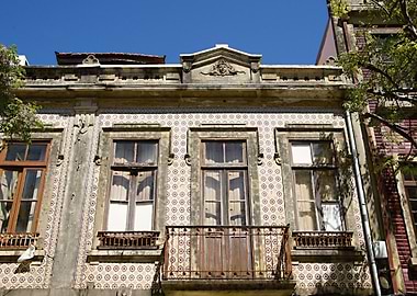 Old Building Facade with Tiled Exterior - Portugal
