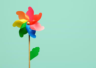 Colorful Pinwheel on Light Blue Background