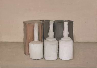 Still Life with Bottles and Books, giorgio morandi paintings​