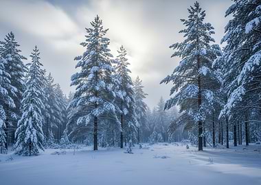 Snowy Pine Forest Landscape