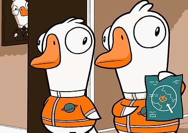 Cartoon Ducks in Space Suits