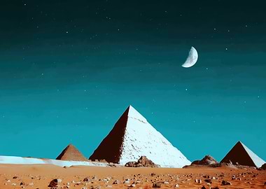 Egyptian Pyramids under a starry sky