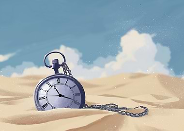 Pocket Watch in Desert Landscape