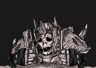 Skeletal Knight in Armor Illustration