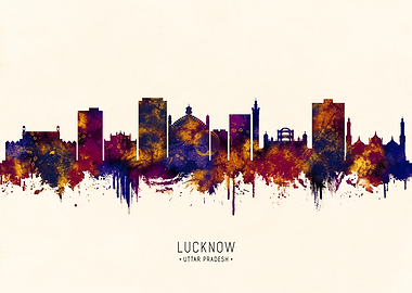 Lucknow Skyline Watercolor Art