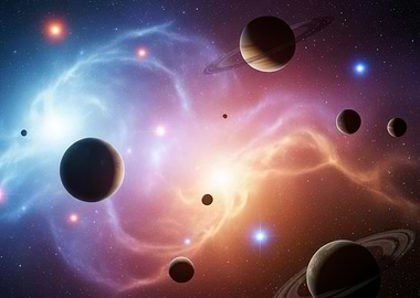 Planets and Nebula in Space