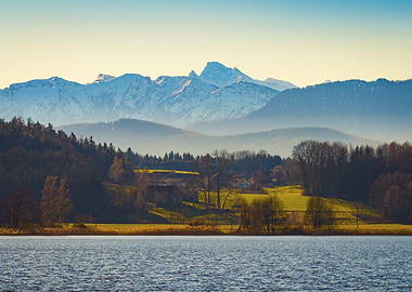 Scenic Mountain Landscape with Lake View