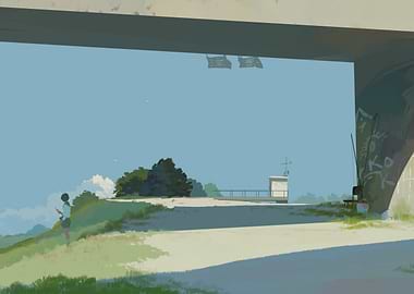 Under the Bridge: Serene Landscape Art