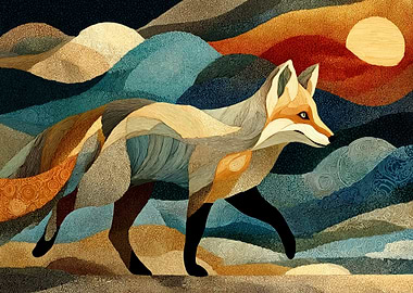 Abstract Fox in Landscape