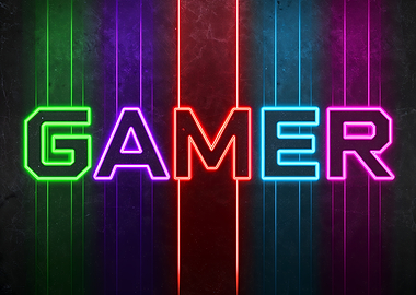 Neon Gamer Text on Dark Background