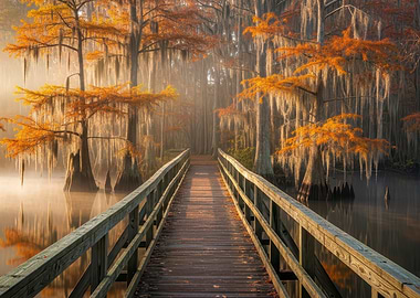 Autumnal Swamp Bridge