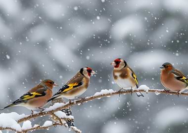 Birds on a Snowy Branch