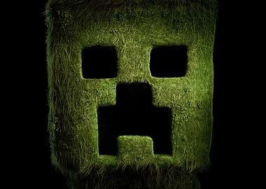 Minecraft Creeper Head Covered in Grass