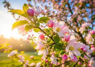 Apple Blossoms in Spring Sunlight