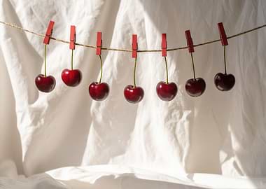 Cherries on a String with Clothespins